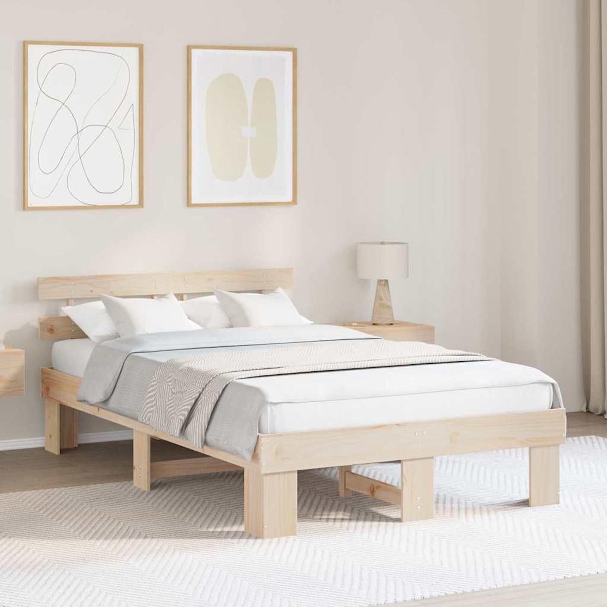 Grenenhout minimalistisch design 140 x 190 cm Naturel