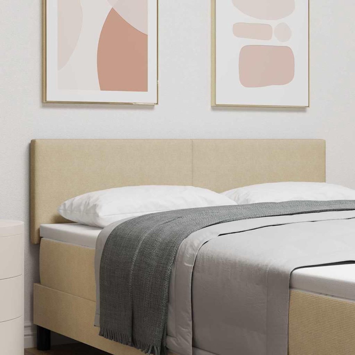 Modern in hoogte verstelbaar hoofdeinde met corduroy in lichtgroen-grijs, 144 cm, met schuimvulling en grenenhouten frame