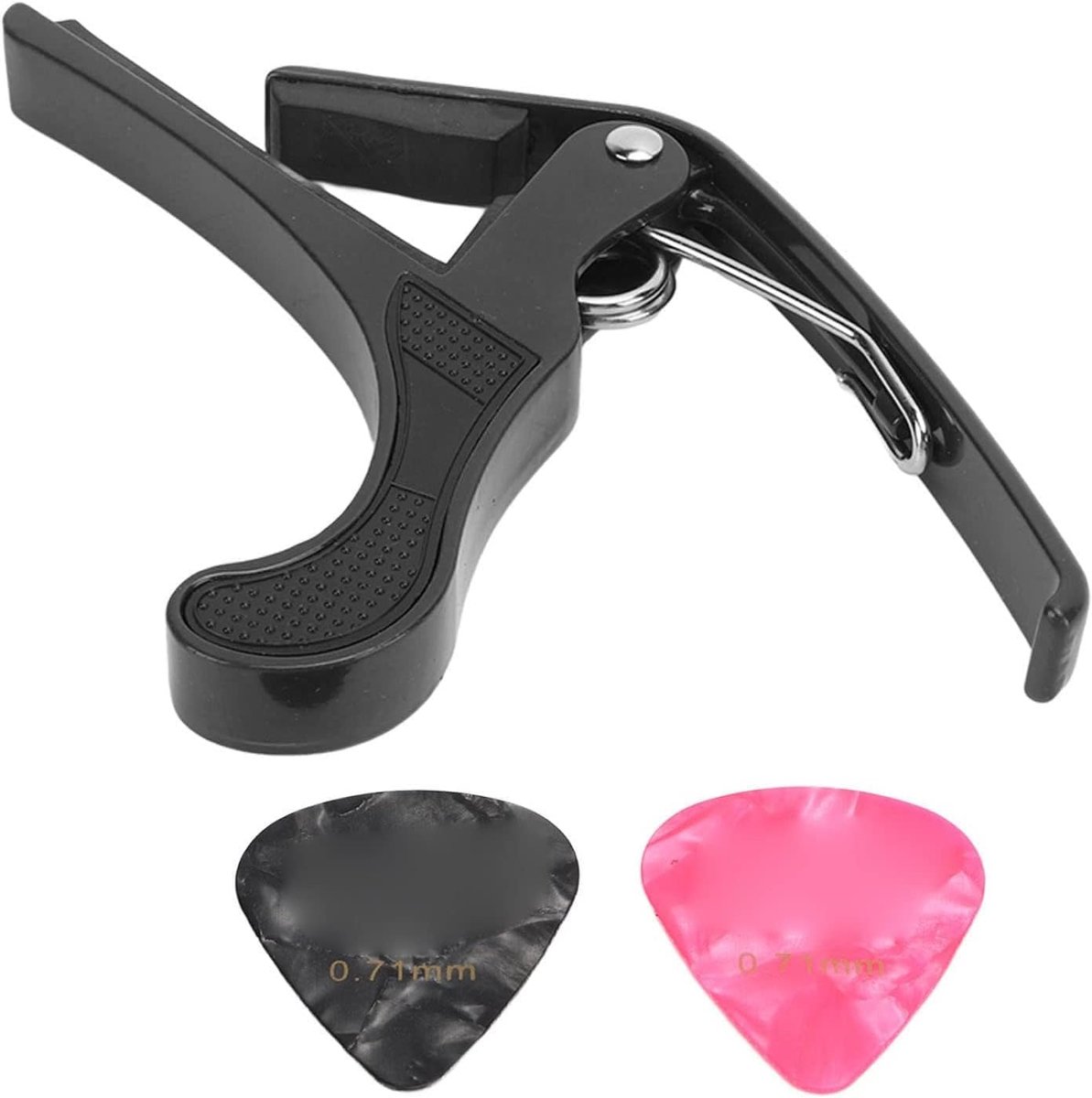 Capo met 2 STUKS Plectrums voor Elektrische en Akoestische Gitaar Ukulele Capo Banjo Mandoline(zwart)