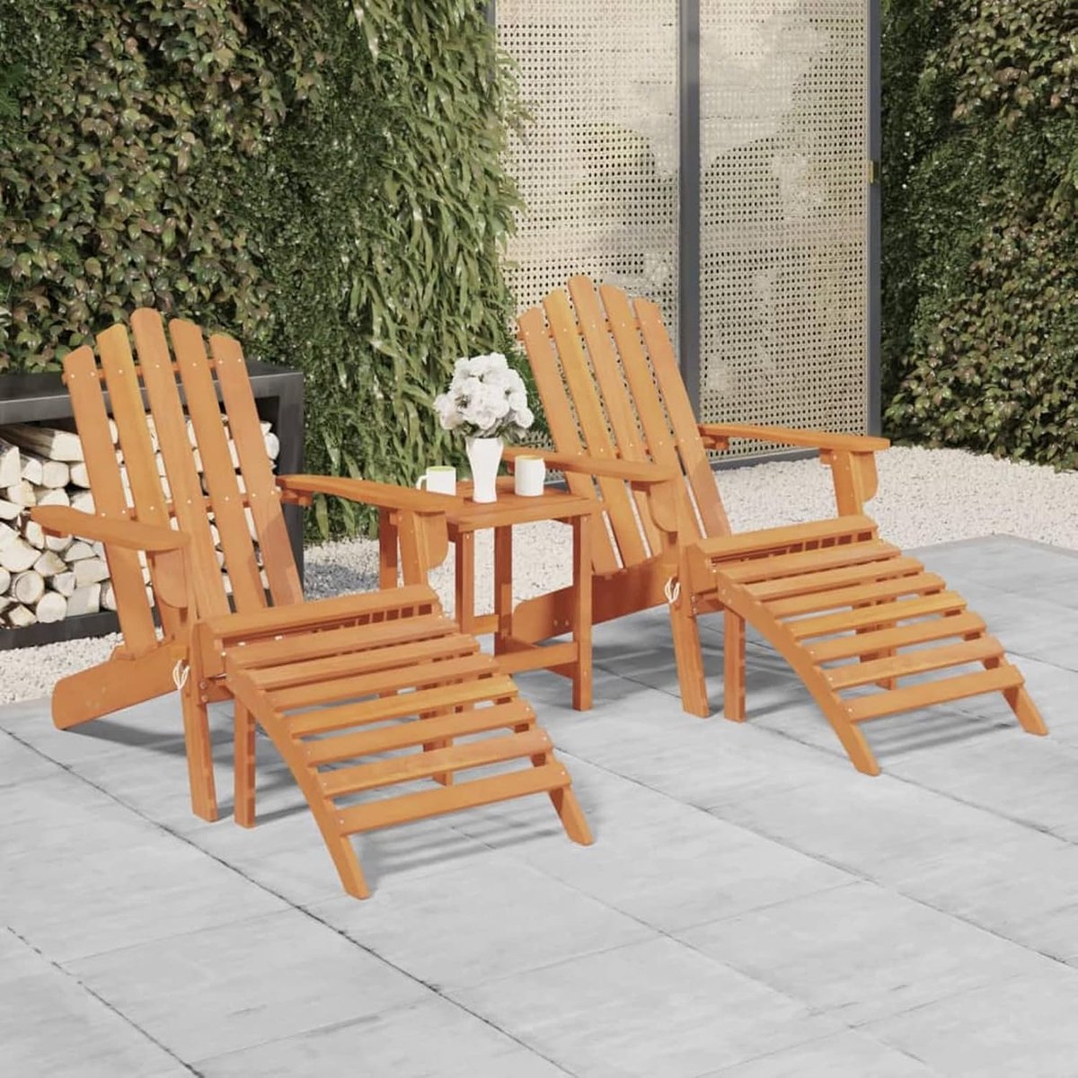 Adirondack tuinstoel met voeteneinden, dekstoel, tuinstoel, massief hout, acacia, 2 stuks