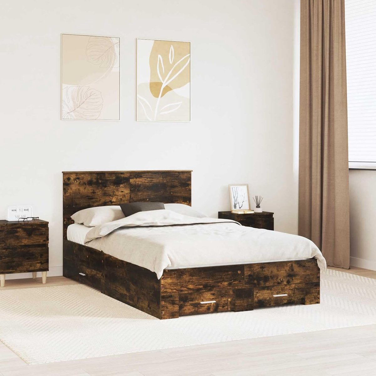 Bewerkt hout modern minimalistisch 120 x 190 cm gerookt eiken