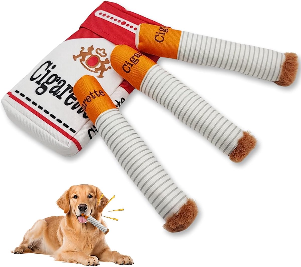 3 stokjes voor piepende honden, pluche speelgoed met doos