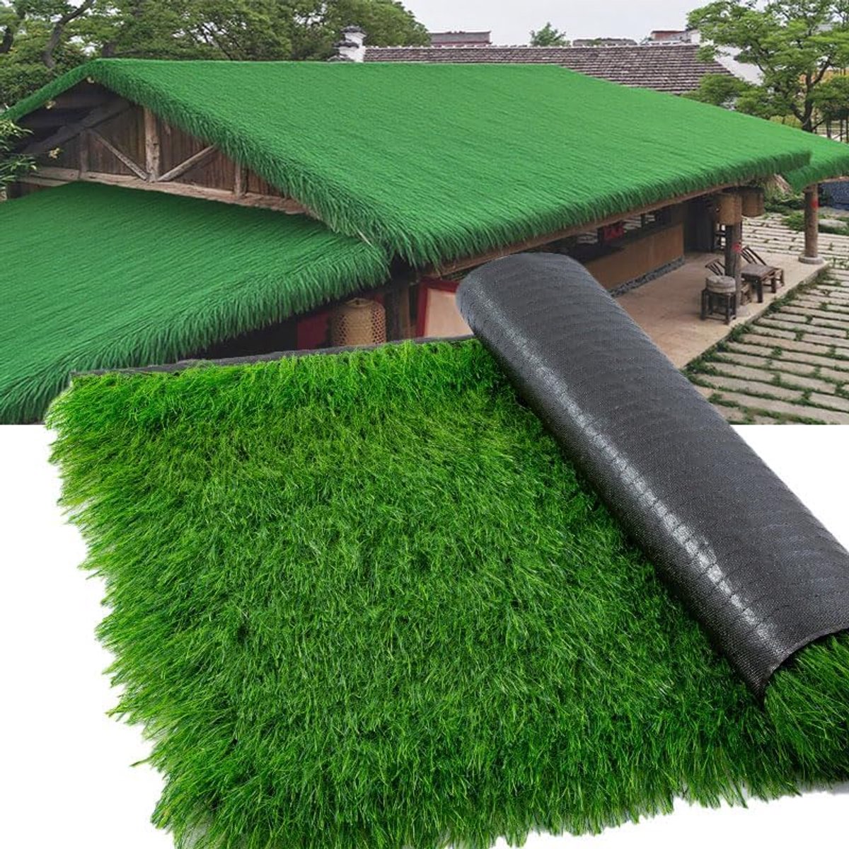 Synthetische rieten dakbedekking, zeer realistisch, onderhoudsvrij rieten dakkap, warmte-isolerend en UV-bestendig, geschikt voor zwembaden, terrassen en bu(Size:1*20m（39.37*787.40in）)