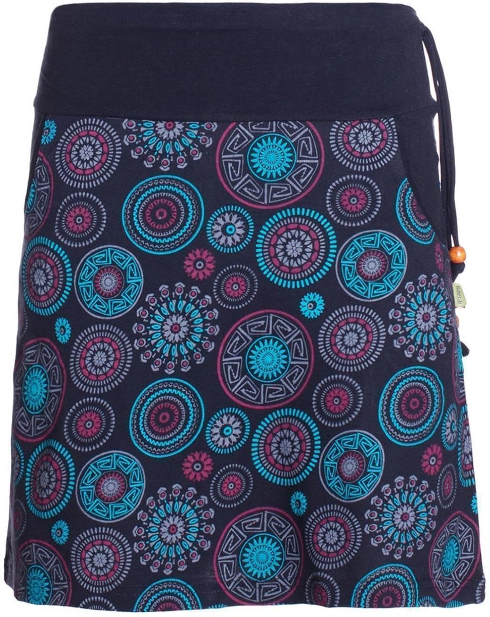 Alternatieve kleding - dames minirok katoen mandala-patroon extra brede tailleband met trekkoord met zakken