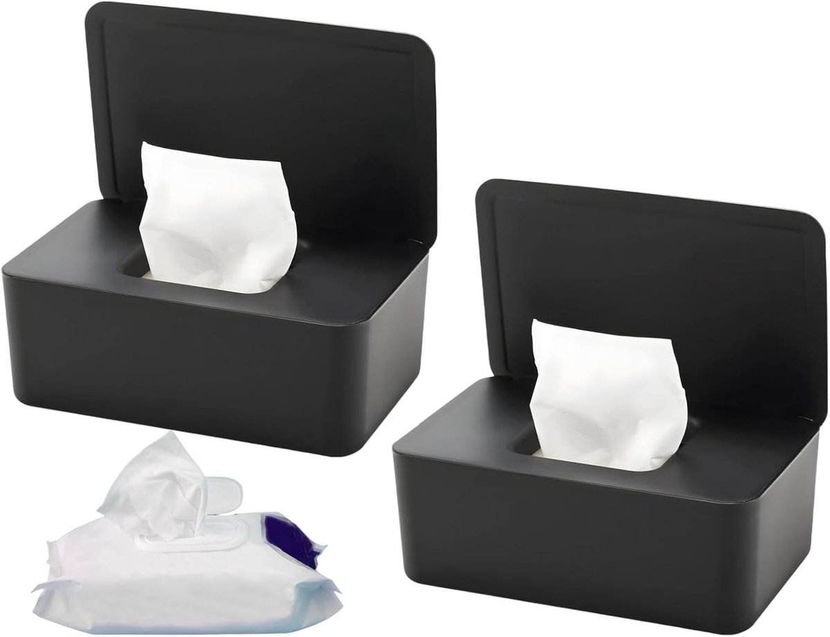Toiletpapierdoos van plastic, vochtige doekjesdoos, 2 stuks vochtige toiletpapierdoos, babyvochtige doekjes, opbergdoos, dozen voor vochtige doekjes met deksel, vochtige doekdispenser voor baby's