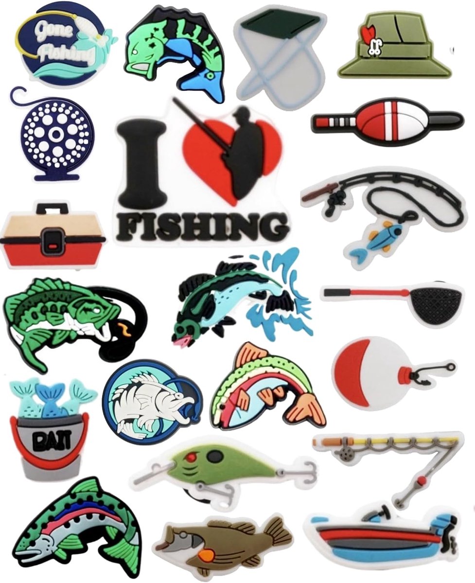 21 STKS Vissen Schoen Decoratie Charms, PVC Charms Voor Schoenen Polsband Decor, Schoen Charm Accessoires Voor Out of Home Party Supplies Geschenken