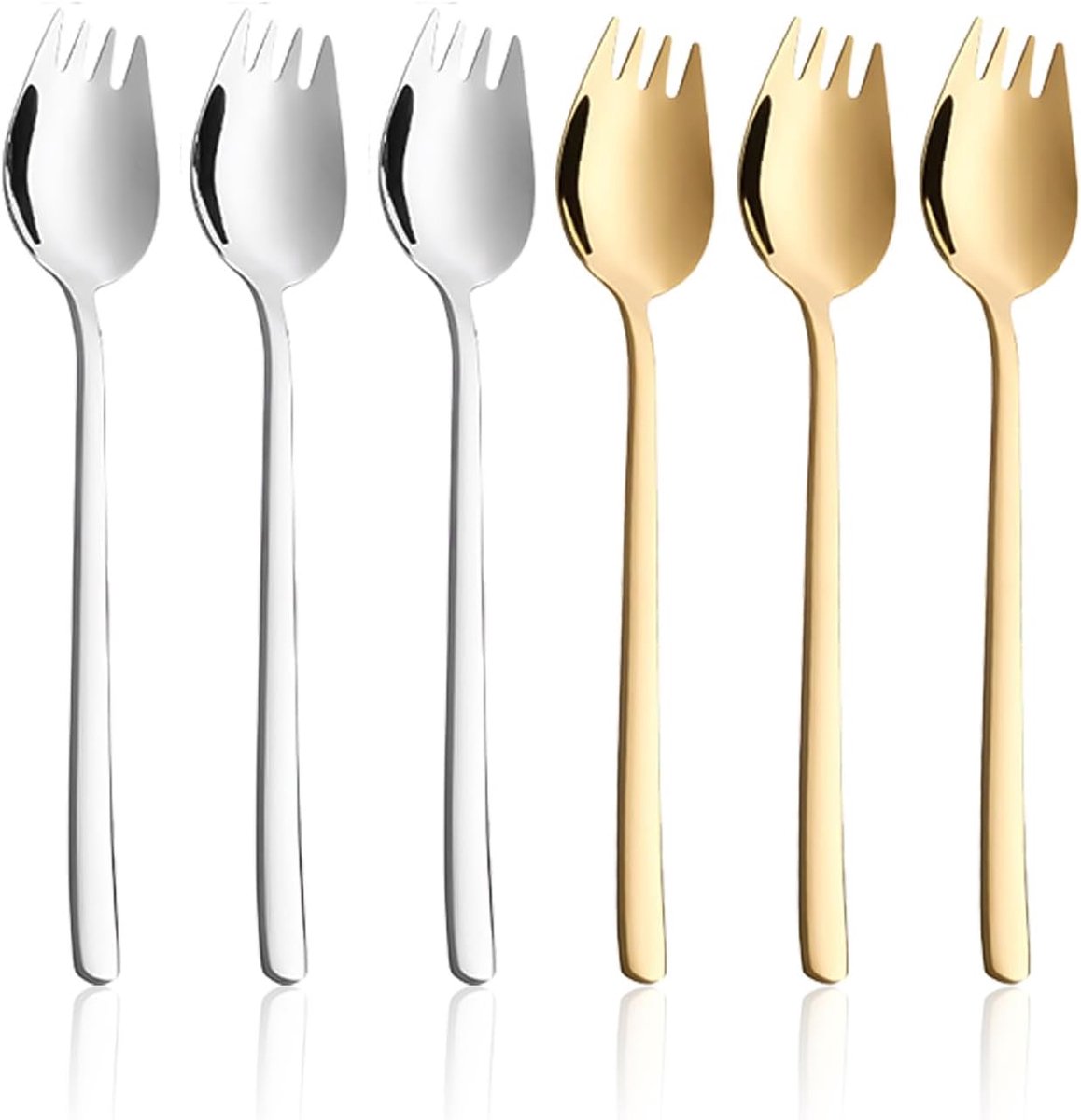 6 Stukken Saladetaken, Roestvrijstalen Vorkopener, Eenvoudige Fruitvork, Samen Eten Voor Eettafel, Geschikt Voor Pasta En Desserts.