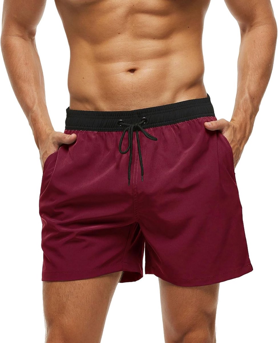 Shorts voor heren, met zakken met ritssluiting, boxershorts, strand, zwembad, surfen, netvoering en verstelbaar trekkoord