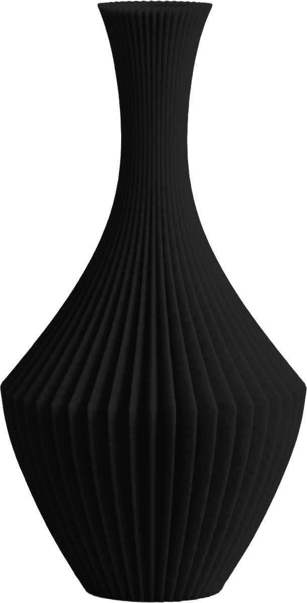 Layvo Nava Vaas - Zwart - 25 cm - droogbloemen vaas - organische vaas - gerecycled plastic