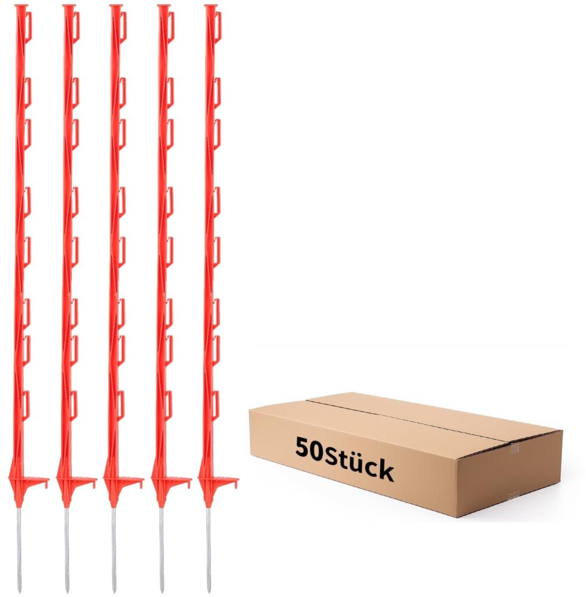 50 stuks weihekpalen, kunststof, 122 cm, hekpalen met 8 ogen