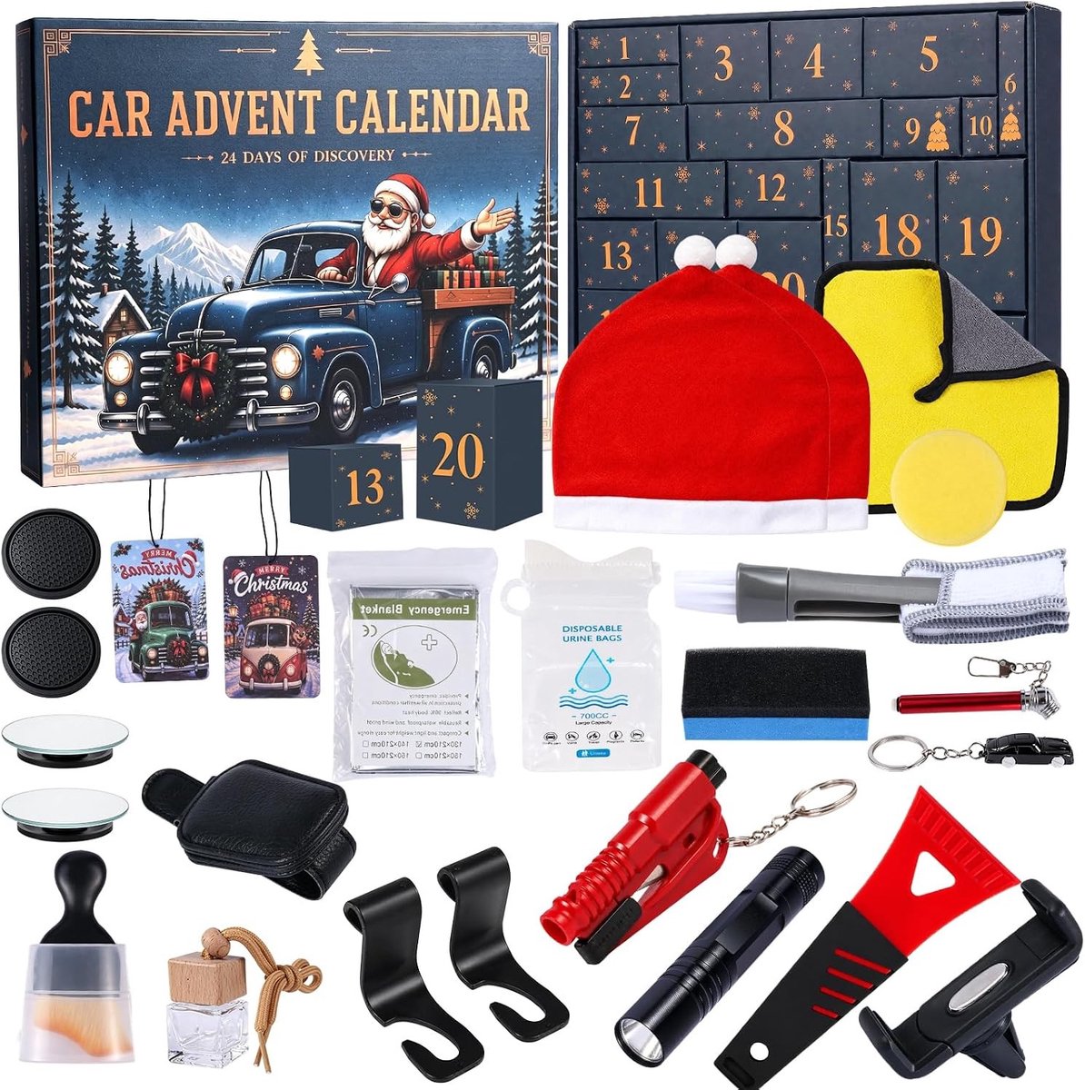 Autoaccessoires Adventskalender - Autoaccessoires - 24-dagen Kerstcountdown - Met Praktische Autoaccessoires - Voor Autoliefhebbers