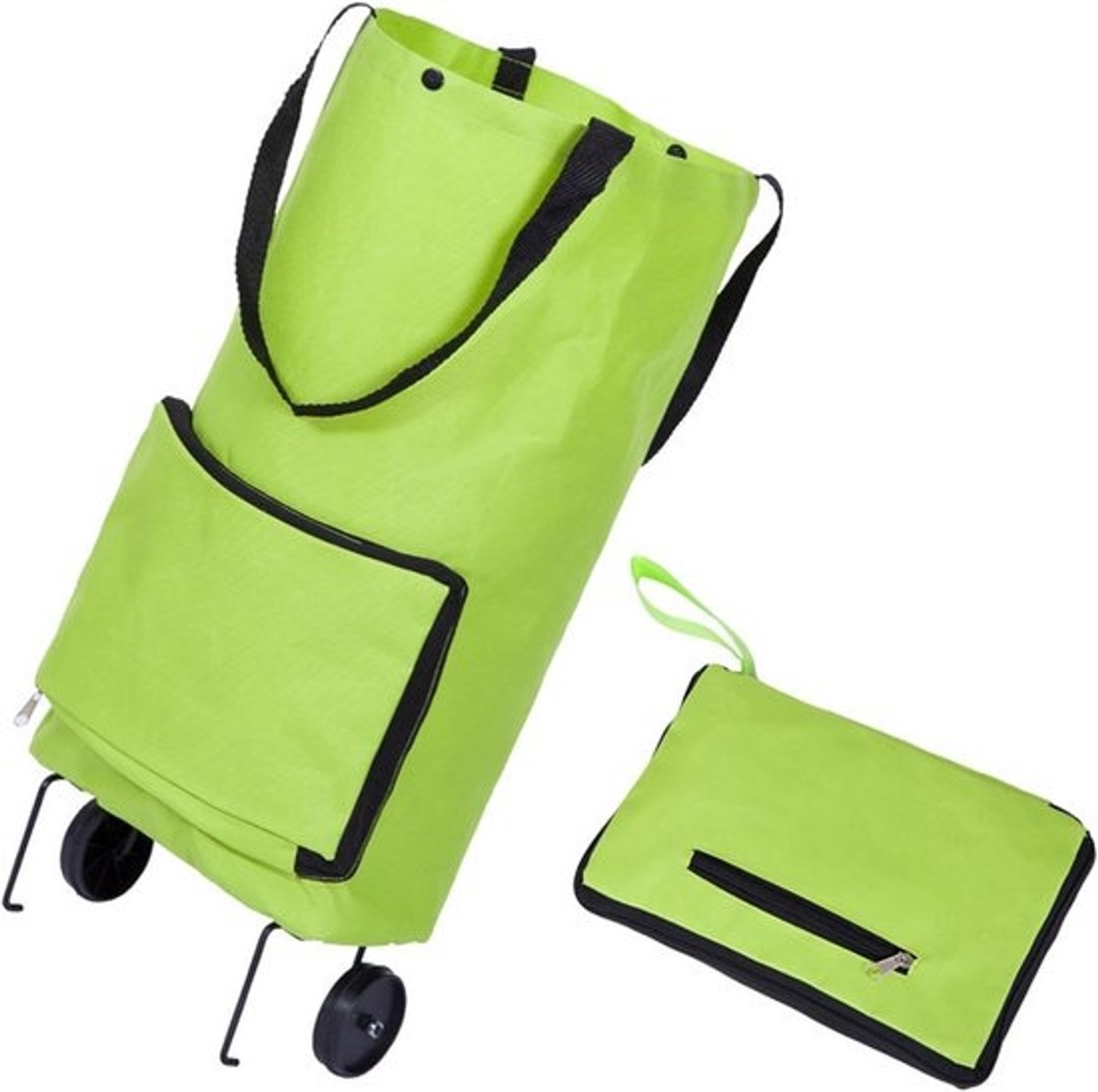 Opvouwbare Boodschappentas - Winkelwagen Tas - Boodschappen Doen - 2-in-1 Ontwerp - 28x18x47cm - Veelkleurig