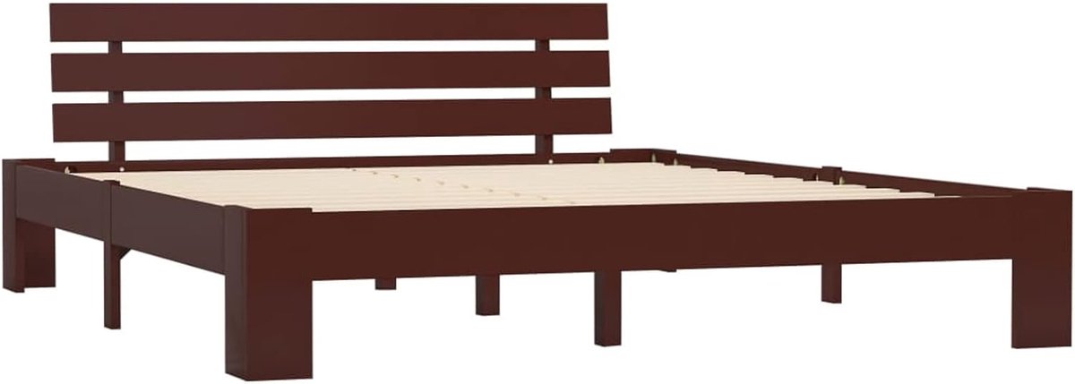 Houten bed massief houten bed tweepersoonsbed / eenpersoonsbed houten bedden bedframe seniorenbed verhoogd bed hout donkerbruin grenen 180x200 cm