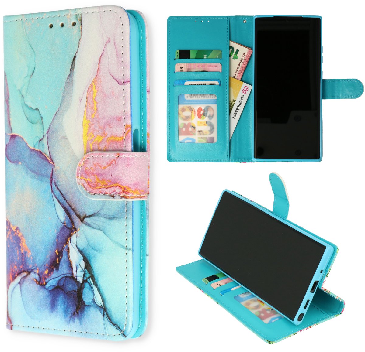 Casemania Hoesje Geschikt voor Apple iPhone 18 Pro - Nova Marmer - Portemonnee Print Bookcase met Pasjeshouder en Standaardfunctie - Wallet case met Ingebouwde Kaarthouders