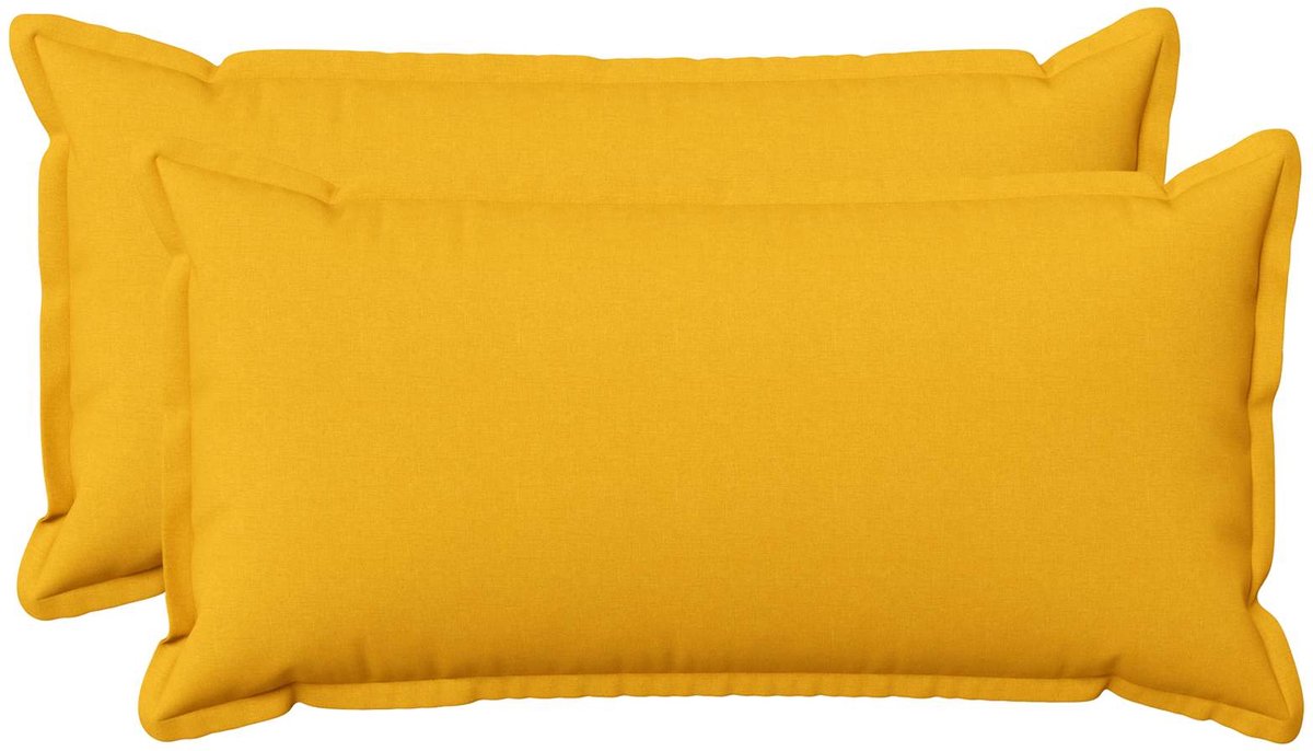 vidaXL Dekenkussen - 2 - st - HOUTEN - Licht - Geel - 40 - x - 70 - cm - Faux - Linnen Lichtgeel
