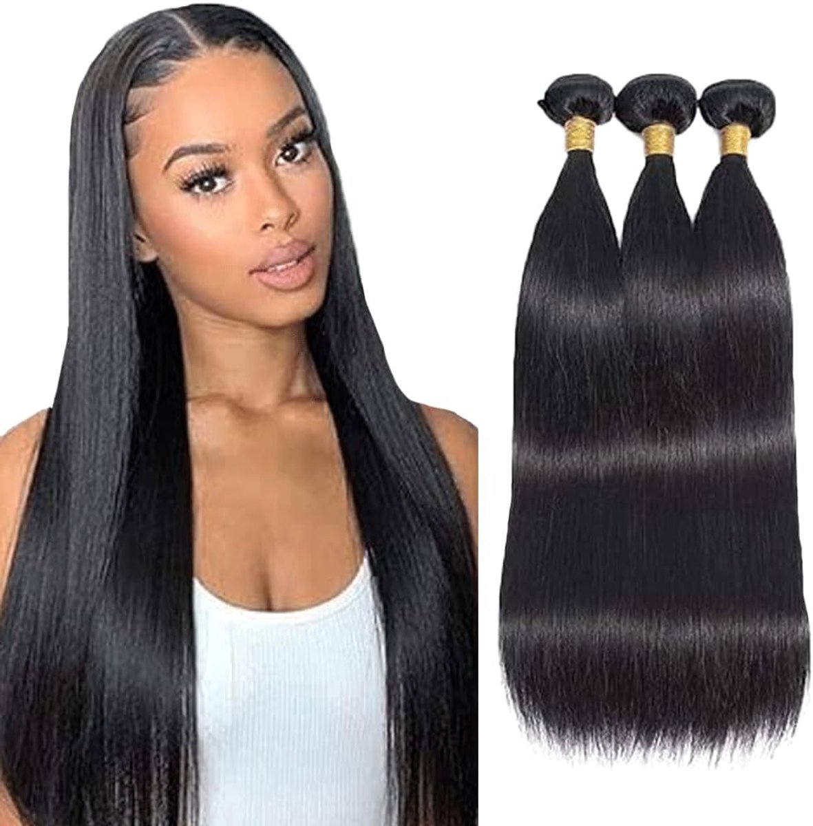 Bundles Human Hiar Unprocessed Brazilian Virgin Human Hair Extensions 1B Natural Black Mensliches Haar Bundle With Minimal Shedding For Women 18 20 22 Inch