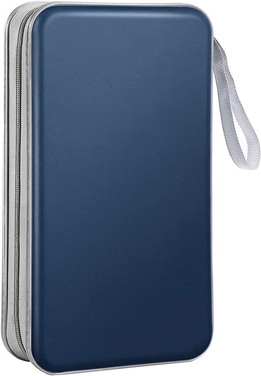 CD DVD Hoesje - Media Portemonnee - Media Opslag - Met Handriem - 80 Stuks - Donkerblauw