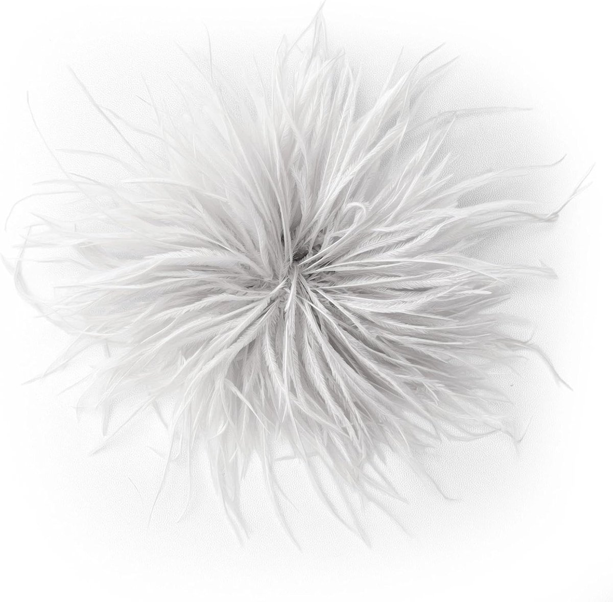 Broches om vast te klikken, wit, struisvogelveer | Pluizige struisvogelveer, diameter ca. 10-15 cm, 2-in-1 broche & haarclip. Ideaal voor bruiloft, bruid, vintage look