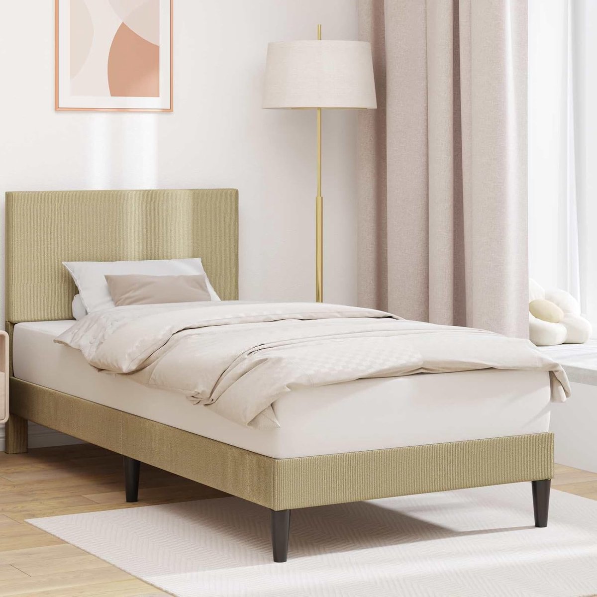 corduroy minimalistische uitstraling 90x200 cm Lichtgroen Grijs