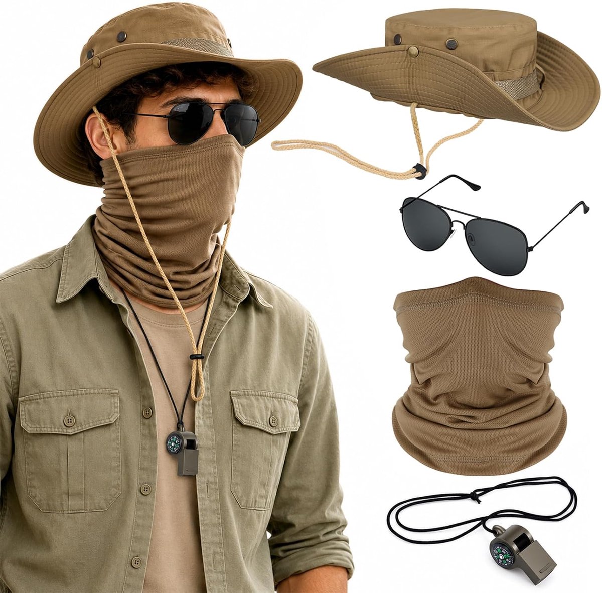 4-delig safarikostuum voor heren, voor Halloween, cosplay en carnaval