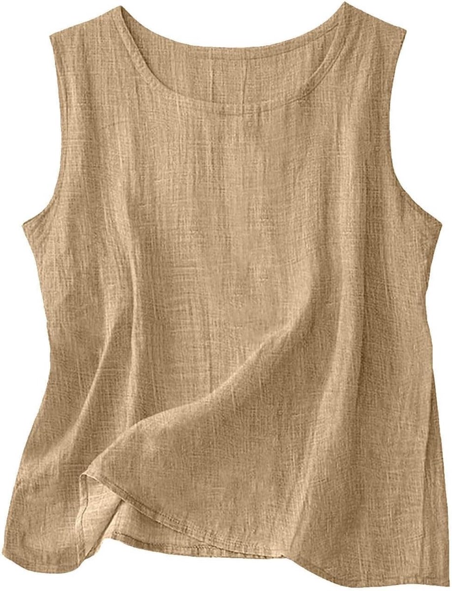 Tops Dames 2026 Linnen Tanktops met ronde hals