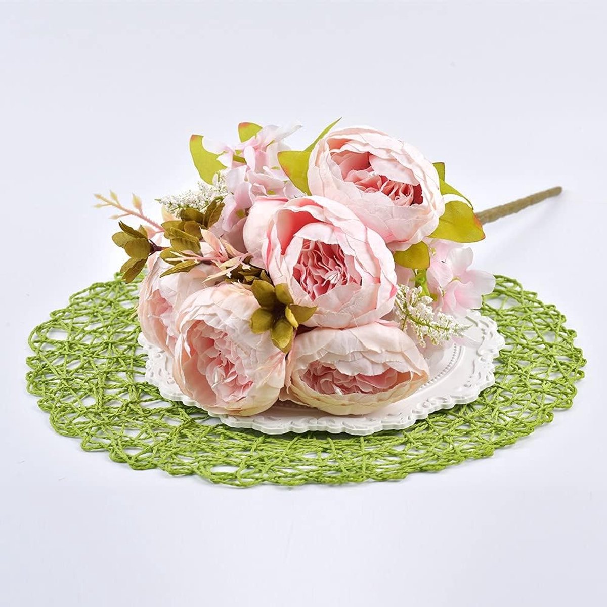 nepbloemen Rose Pink Silk Peony Artificial Flowers Bouquet 6big hoofd en 2 knop goedkope nep bloemen for thuis bruiloft decoratie indoor kunstbloem (Color : Black)