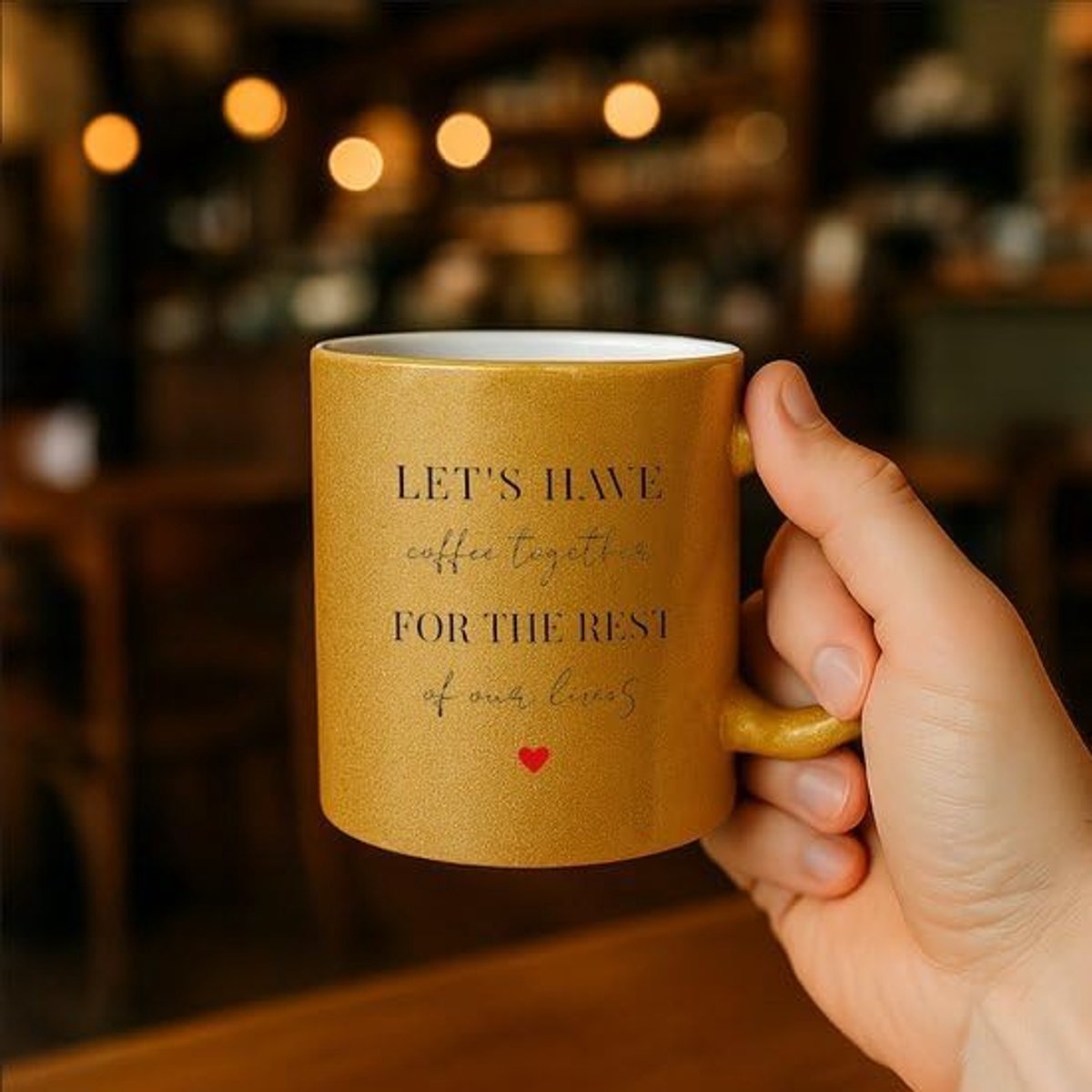 Have Coffee Together Mok 330ml – Gouden Glitter Koffiemok met Romantische Quote – Perfect Cadeau voor Koppels