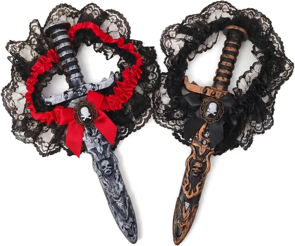 2-delige accessoires piratenkostuum voor dames met zwaard en pistool, set bestaande uit een dump met gebogen lemmet en een recht zwaard, kostuum voor Halloween, Mardi Gras