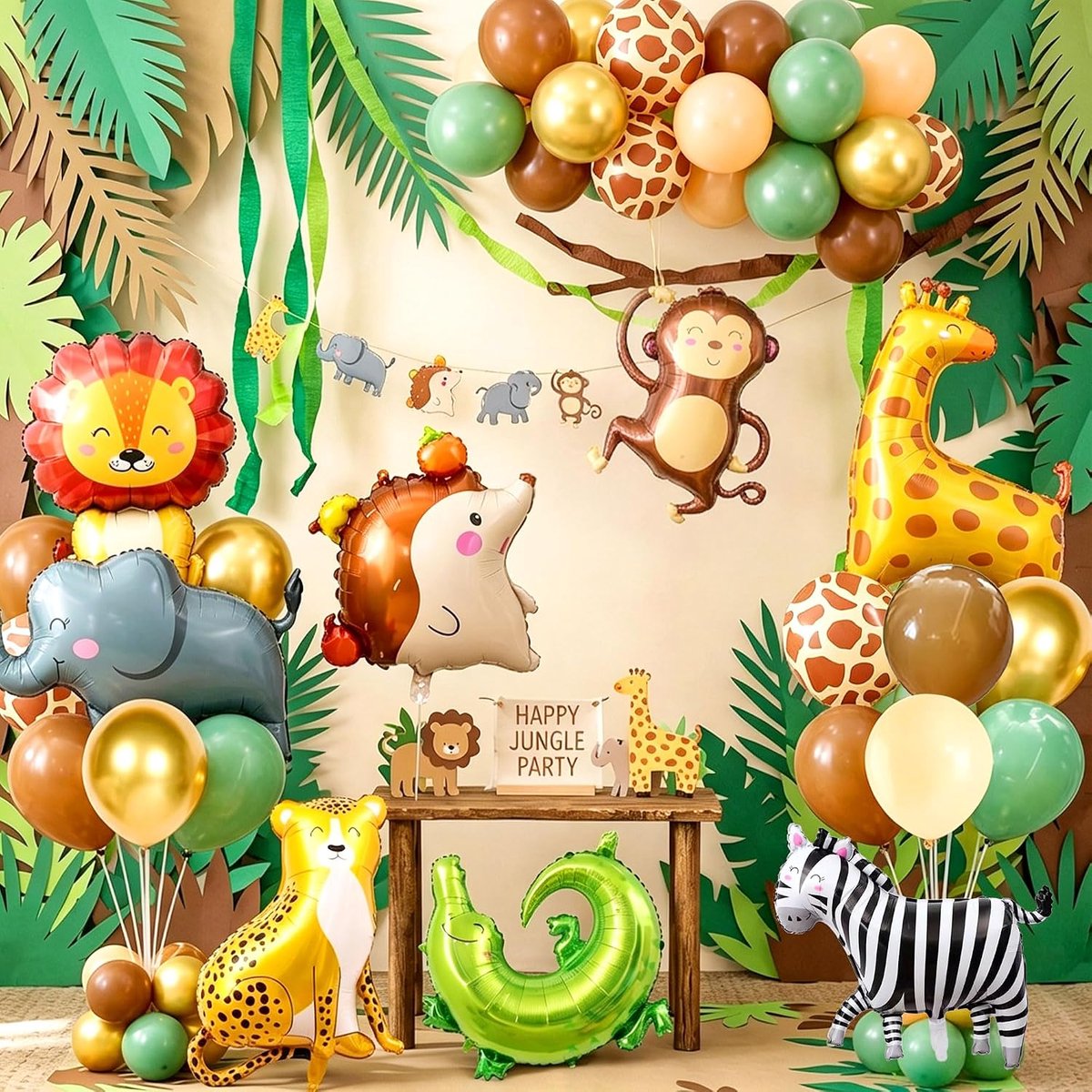 Ballonnen safari dierenballonnen verjaardagsfeest aap olifant