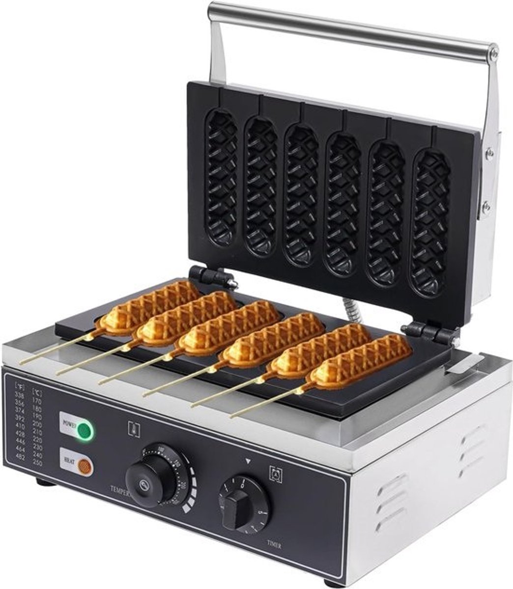 Wafelijzer - Wafelmaker - Professioneel Bakken - Instelbare Temperatuur Tijd - 38.5x27.5x22.5 cm - Zilver
