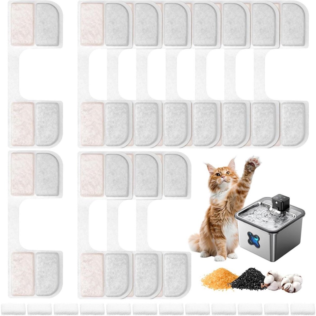 SSTRWGOOD Filters voor drinkfonteinen voor katten – 12-pack – Geschikt voor FEELNEEDY FN-W17 3,2L-drinkfontein – Inclusief 12 actieve-koolfilters en 12 pompsponzen