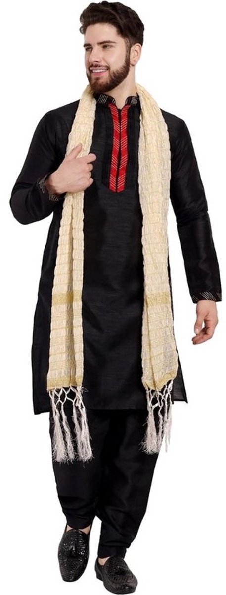 Heren Kurta Pyjama Set 3 Delig met Sjaal - Traditioneel Indiaas Kleding