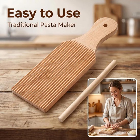 Gnocchi en pasta, gnocchiplank met gestructureerd oppervlak, accessoires voor pastamachine, ideaal voor het maken van fusilli, macaroni en spätzle — afbeelding 5