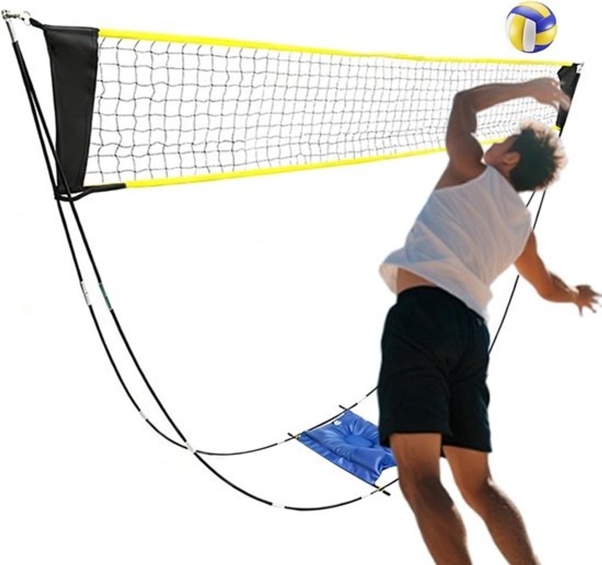 Buiten Badminton Net - Draagbaar Sportnet - Recreatief Spel - Water Vullende Basis - 300 x 153 cm - Zwart