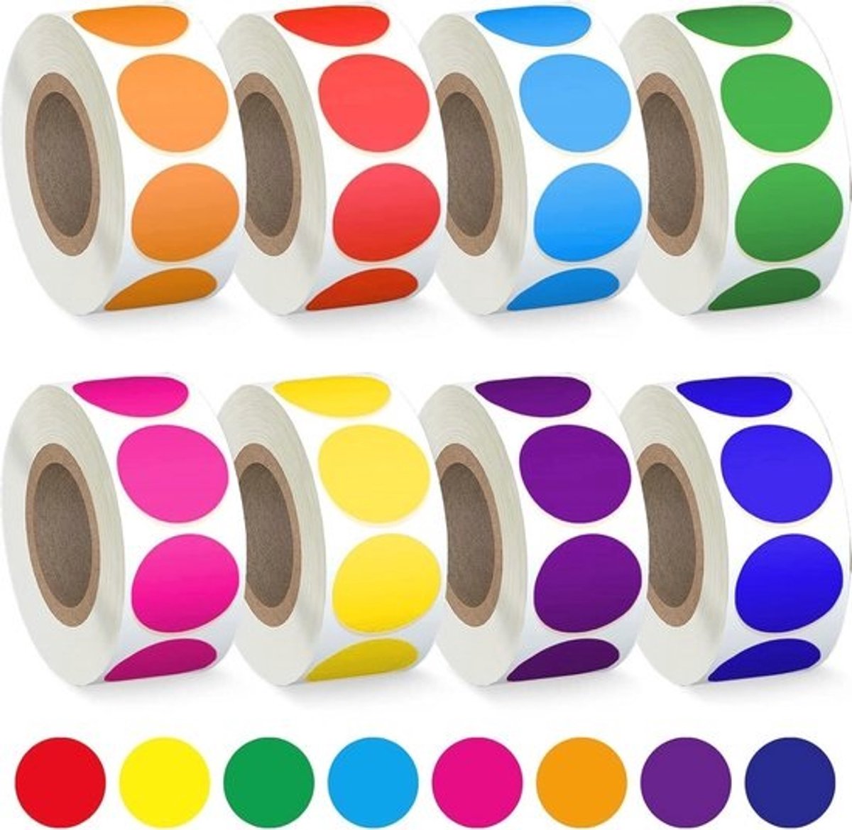 4000 stuks kleurrijke kleefpunten 20 mm - Stipstickers in 8 kleuren voor knutselen en markeren