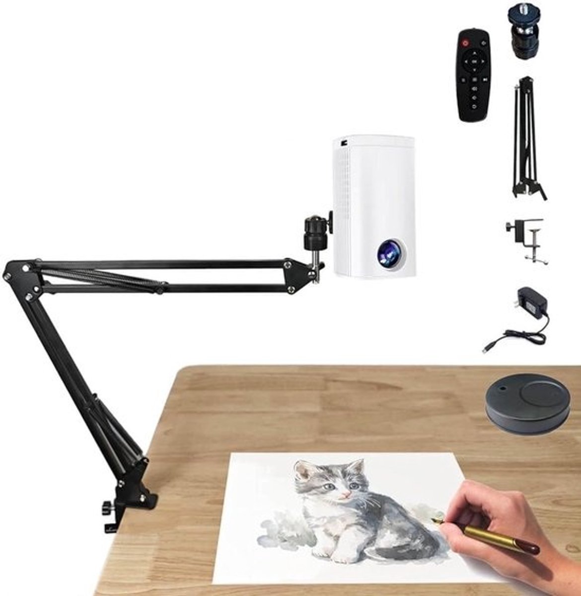 Draagbare Kunstprojector - Tekentool Traceerbord - Schetsen Tekenen Schilderen - Instelbare Projectiegrootte - 7 tot 98 inch - Wit
