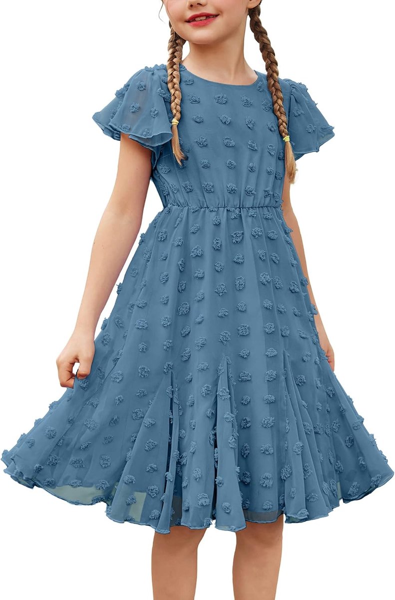 Meisjesjurk, bruiloftsfeest, bruiloftsfeest, korte mouwen, zomer, casual, prinses, chiffon jurken, kinderen, jongeren, kleding 3-12 jaar