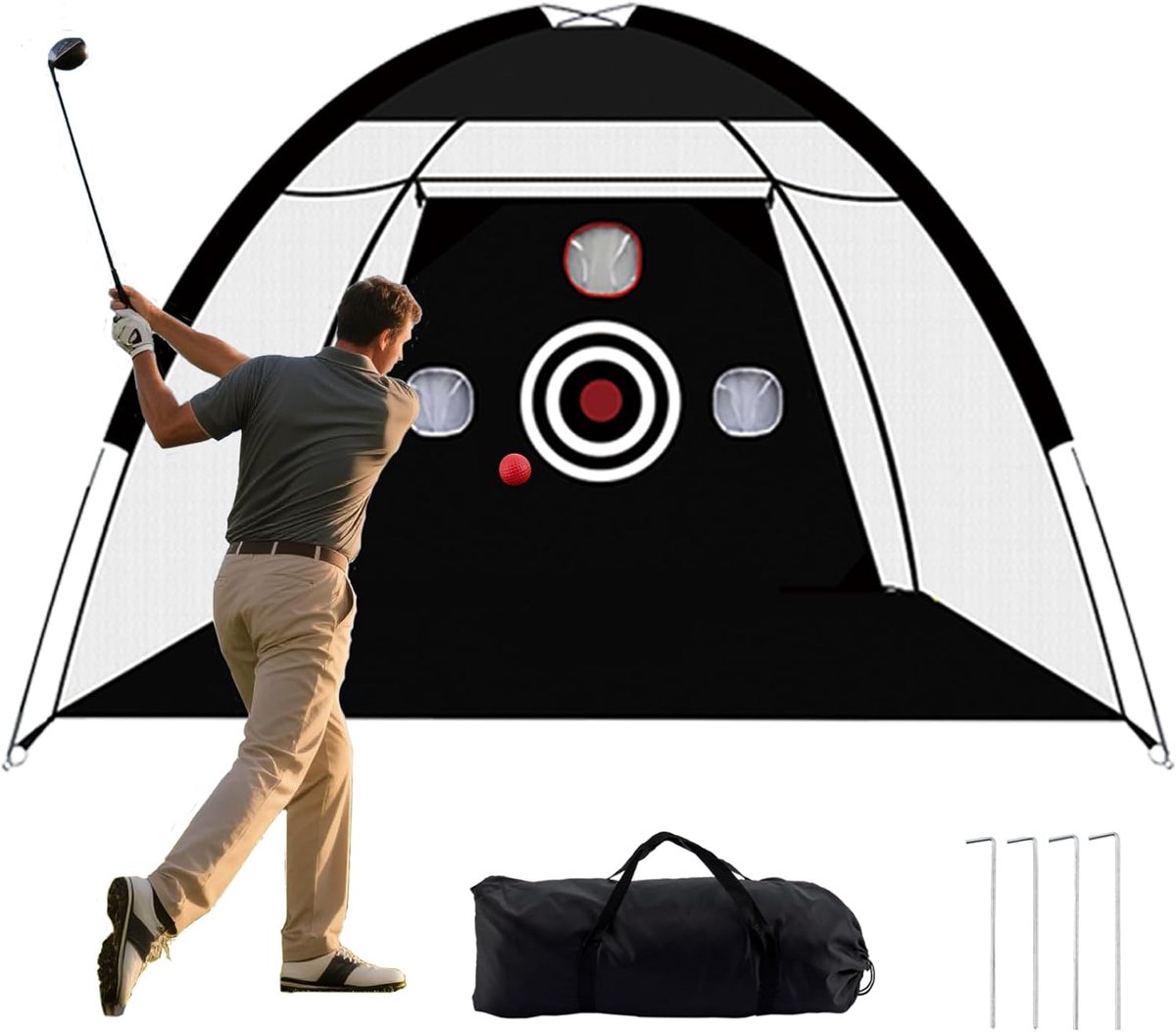 Sports Golfnet, 3 x 2,1 m, golf-oefennet voor achtertuin, schommeldoeltraining voor binnen en buiten, voor alle golfers