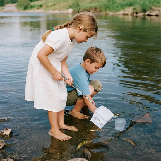 2 stuks aquarium visnet met uittrekbare roestvrijstalen handgreep, twee vormen mini schepnet, fijnmazig en scheurvast voor kleine vissen en garnalen, aquariumaccessoires voor tank, vijver en beek​​ — afbeelding 3