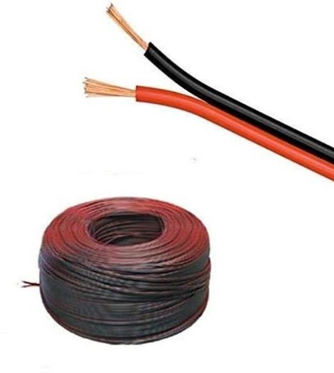 Ledkabel - Tweelingstreng kabel - Elektrische installatie - Flexibele kabel - 50 meter - Zwart/rood
