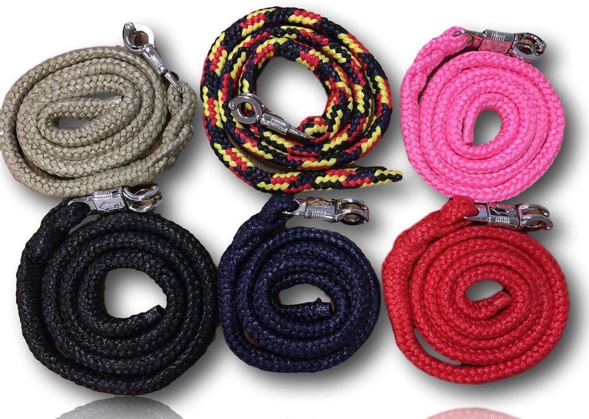 Geleiderbreiwerk met paniekhaken, voor paarden, ponys, shetty, ezel, bindbreiwerk in vele stijlvolle designs, lengte 1,60 m (donkerblauw)