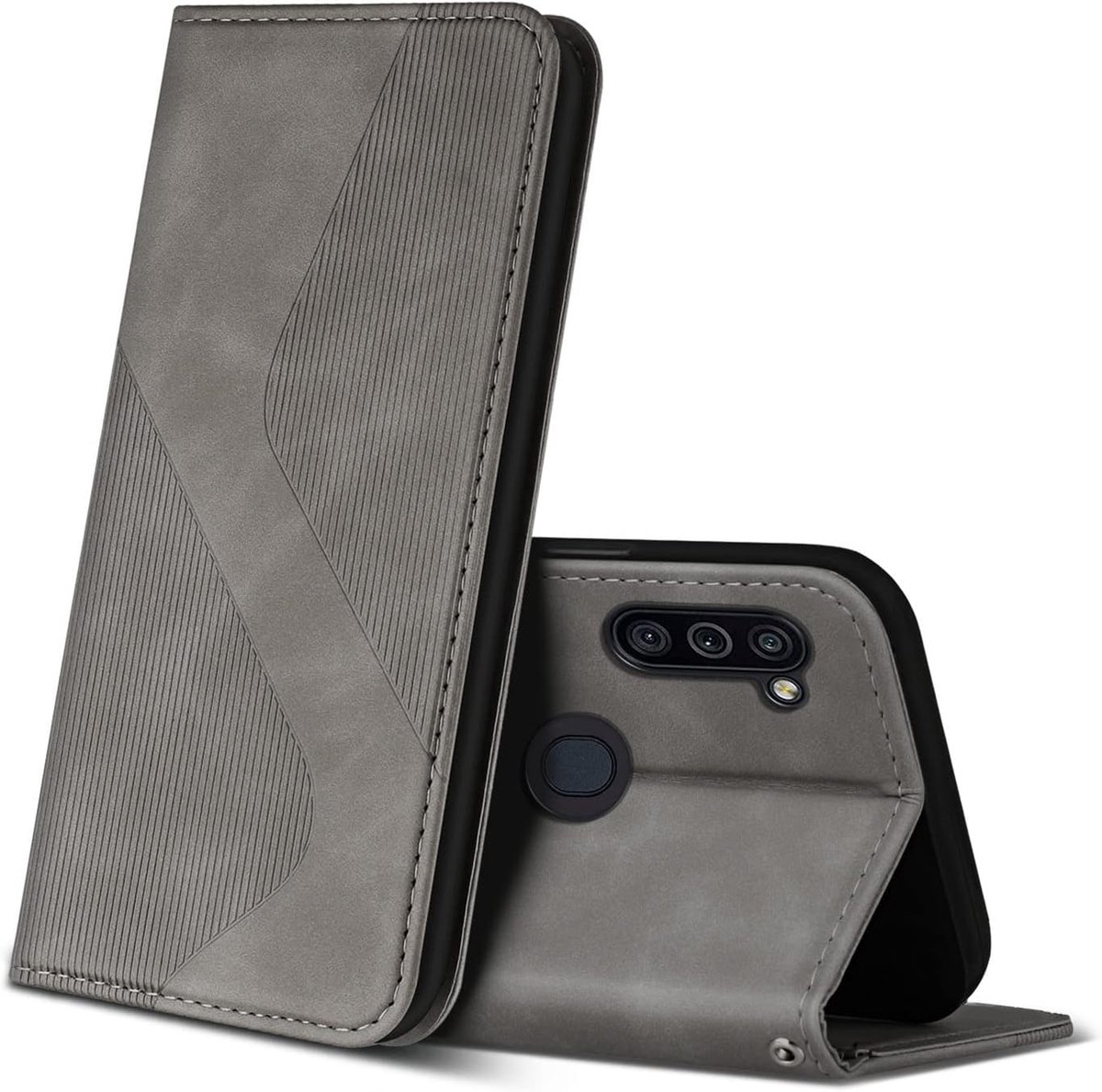 Hoesje voor Samsung Galaxy A11 / Galaxy M11, PU Kunstleer Bookcase Telefoonhoesjes met [Kaartsleuven] [Stand], Flip Case Beschermhoesje voor Samsung A11 / M11 (Grijs)