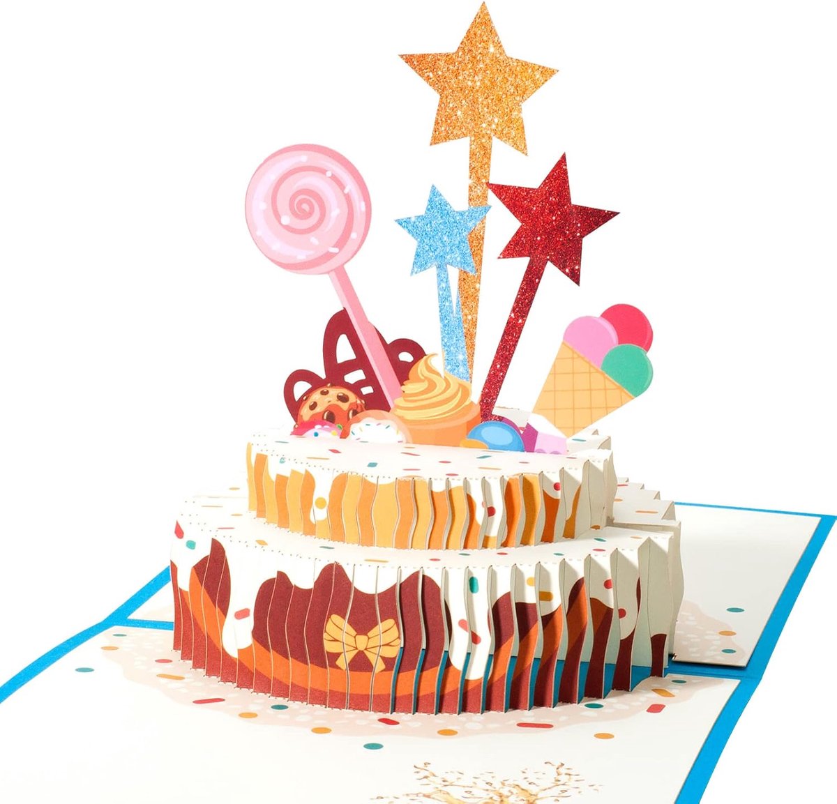 kaart met verjaardagstaart, 3D-verjaardagskaart, Happy Birthday-kaart met envelop