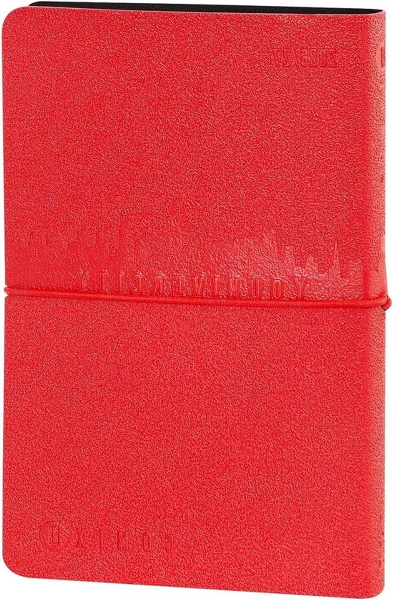 Weekkalender 2026-2027 - Dagplanner Afsprakenboek - Studieplanning - Zachte PU-omslag - 118 x 18 cm - Rood