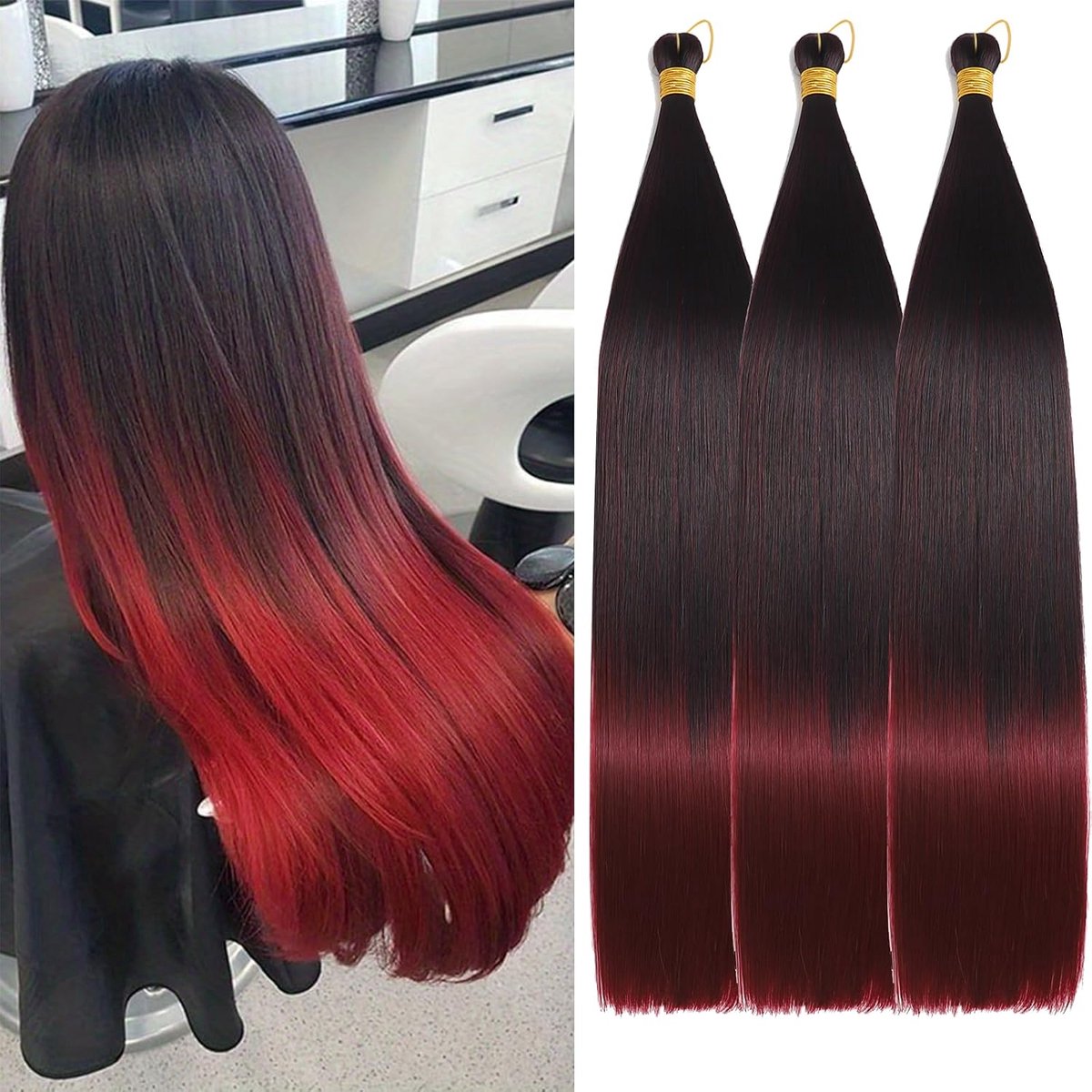 24 Inch Straight Hair Extensions 150g 3 Packs Bone Straight Braiding Hair, Soft Synthetic Bundles Crochet Braids Hair Bundles for Braiding (Tbug#)
