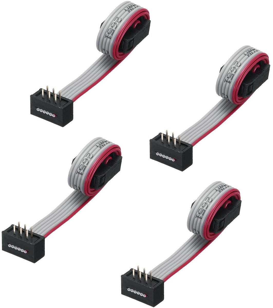 Lintkabel IDC FC/FD type A 6-pins afstand 2,54 mm lengte 0,2 m grijs 4 stuks