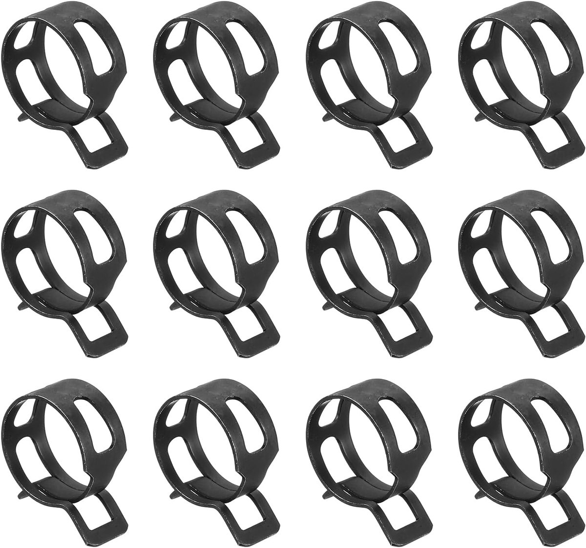 12 stuks veerband-type-actie brandstof/siliconen vacuüm-slangklem, 22 mm lagedruk-lucht-veerslang-clip-klem voor auto-oliepijp, waterleiding, zwart