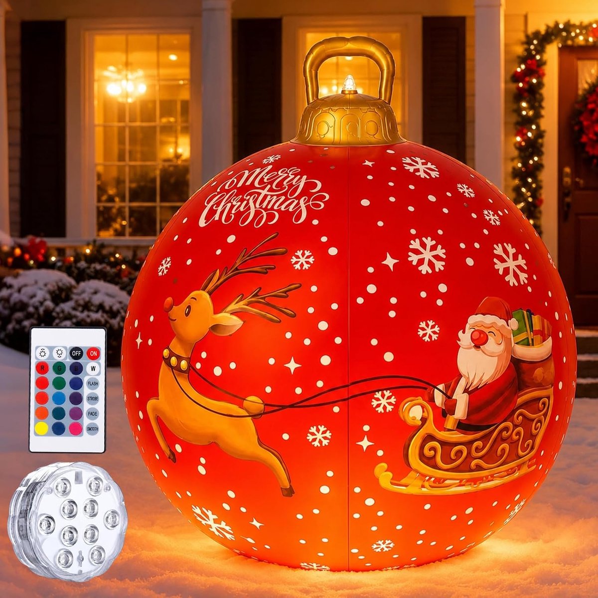 Kerstballen, Verlichte Kerstballen voor Kerstdecoratie, voor Tuin, Gazon, Veranda, Kerstboom PVC Kerstbal