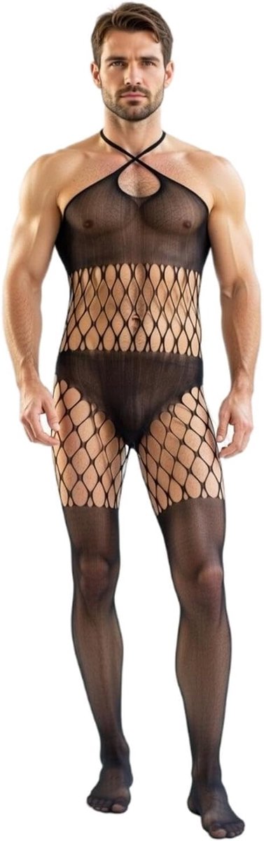 Kostuums Slim Mesh Body Stretch Halter Lingerie Rugvrij Eendelig Teddy van netstof