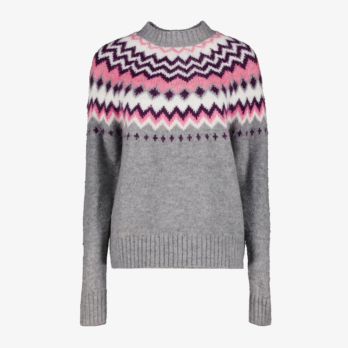 TwoDay dames trui met Noors dessin grijs - Maat M